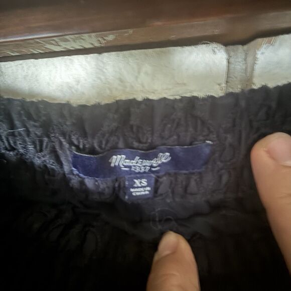 Madewell Black Eyelet Lined Pull On Mini Skirt Pockets Size X Small - Picture 3 of 6